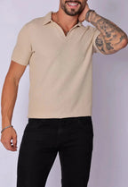 Camisa Polo Italiana Tricot Bege