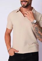 Camisa Polo Italiana Tricot Bege