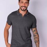 Camisa Polo Ziper Chumbo