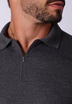 Camisa Polo Ziper Chumbo