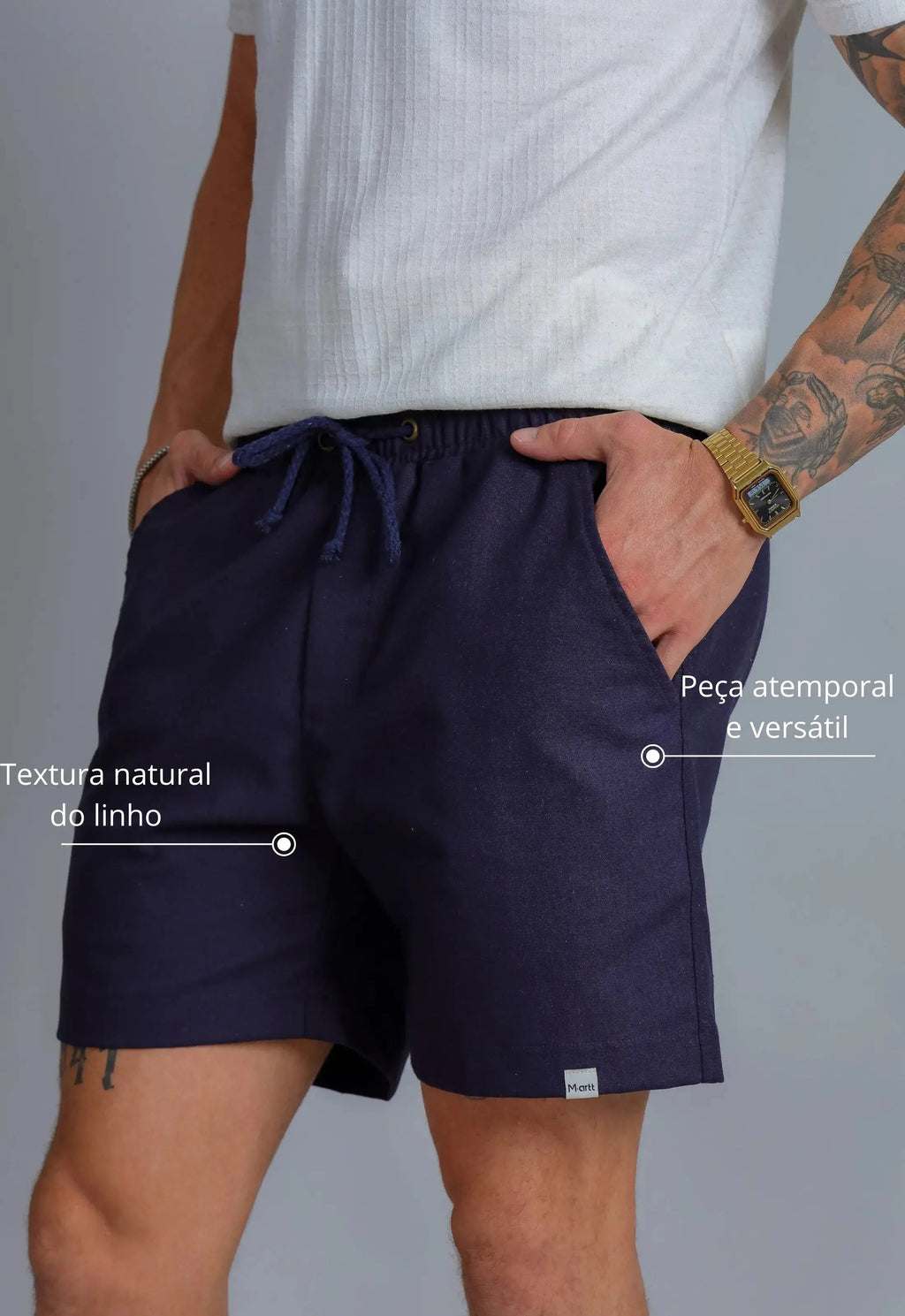 Shorts de Linho Masculino Marinho