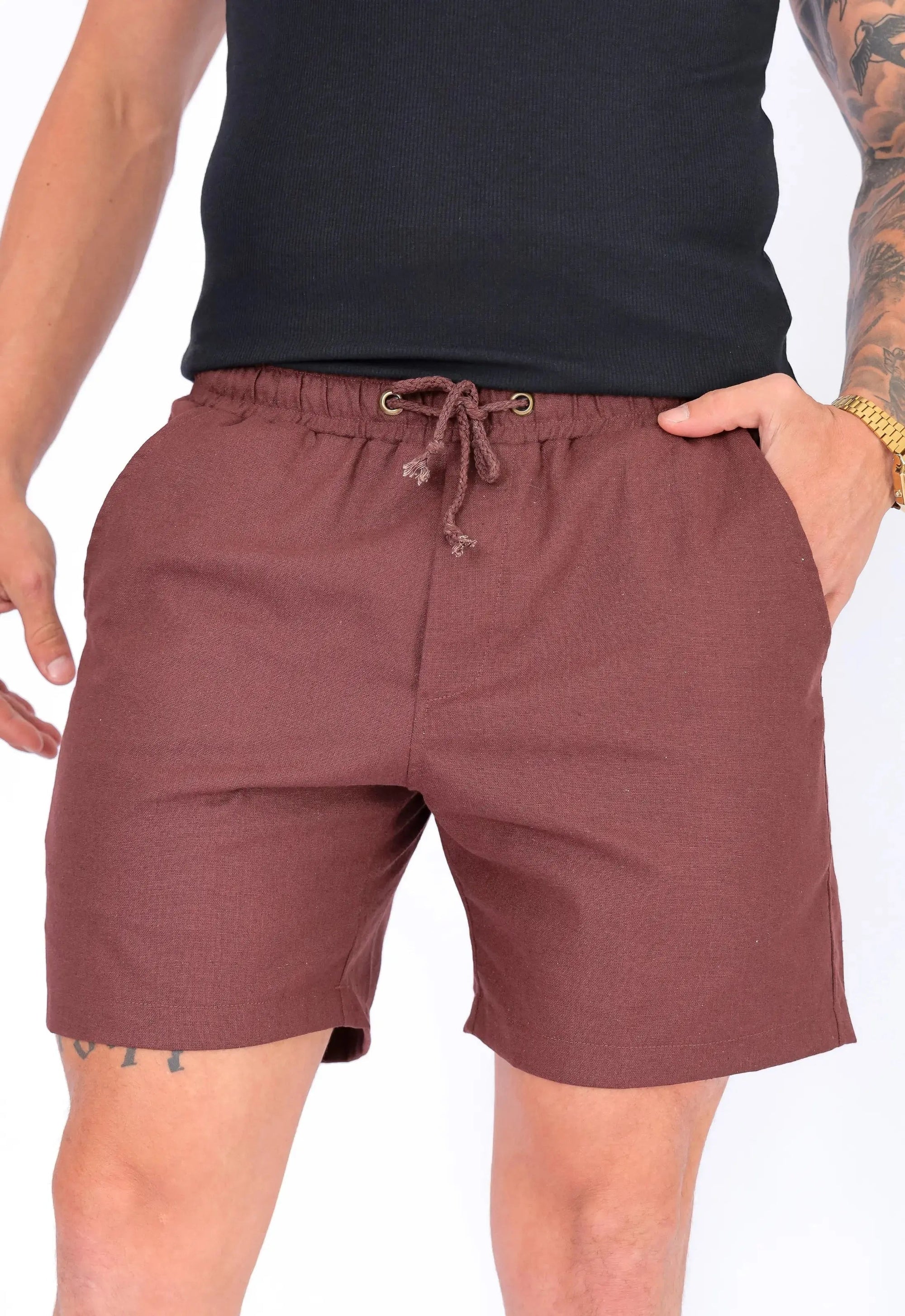 Shorts de Linho Masculino Marrom