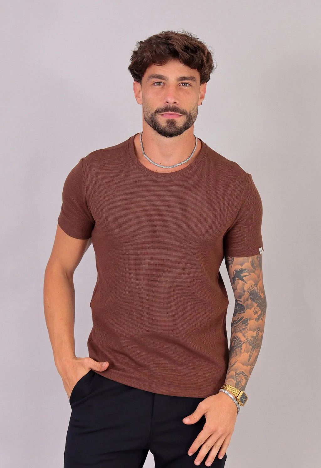 Camiseta Masculina Tricot Marrom Café