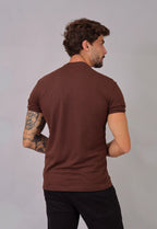 Camiseta Gola Padre Zíper Marrom