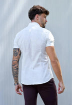 Camisa Masculina Manga Curta Flame Slim Bege