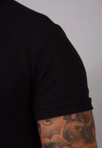 Camiseta Henley Slim Tricot com Elastano Preta