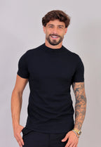 Camiseta Slim Gola Média Preta