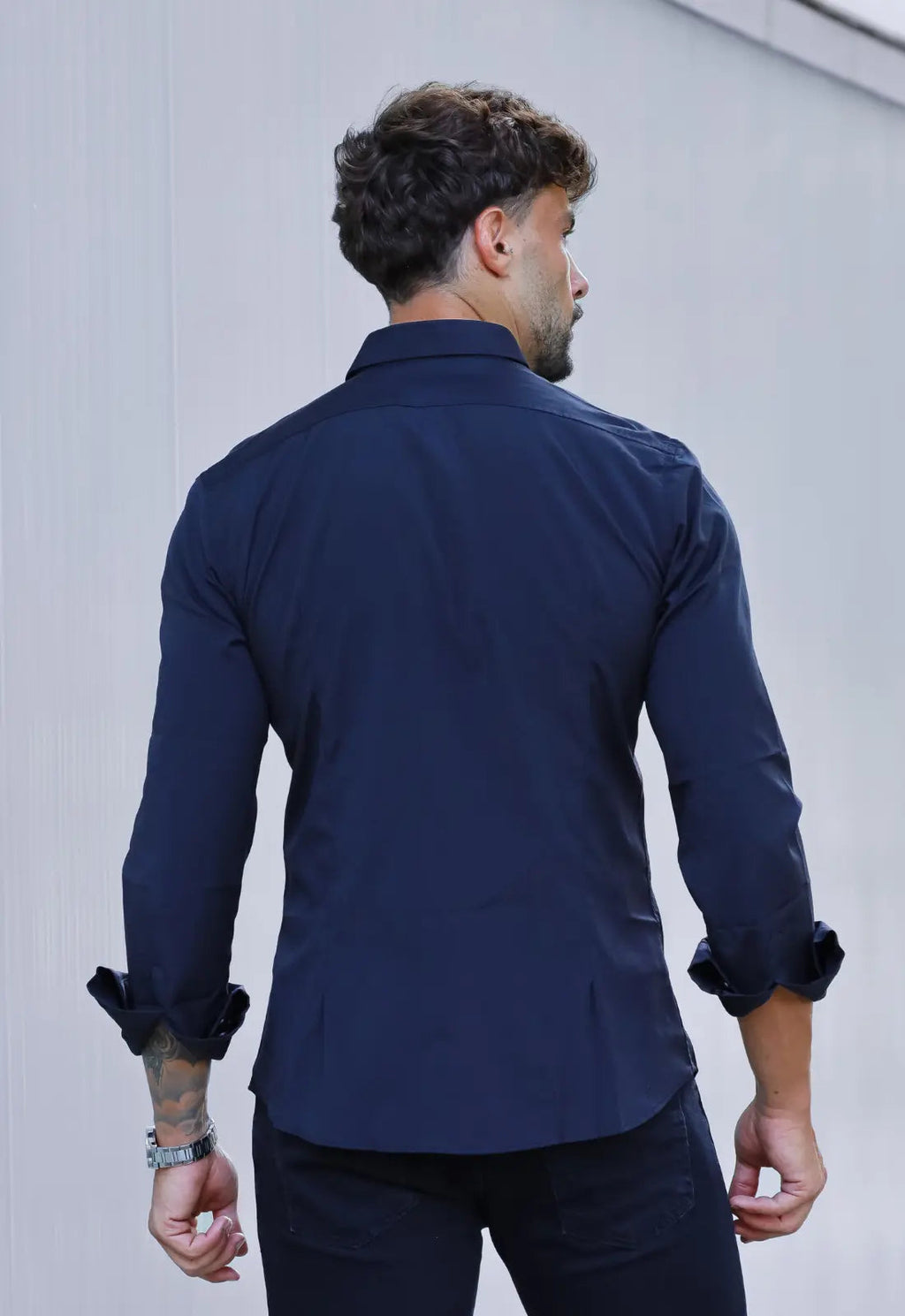 Camisa Masculina Manga Longa Slim Preta