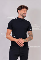 Camiseta Slim Gola Média Preta