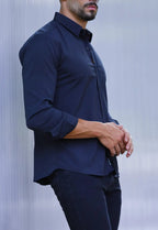 Camisa Masculina Manga Longa Slim Preta