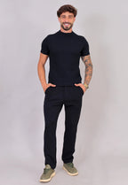 Camiseta Slim Gola Média Preta