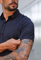 Camisa Masculina Manga Curta Slim Preta