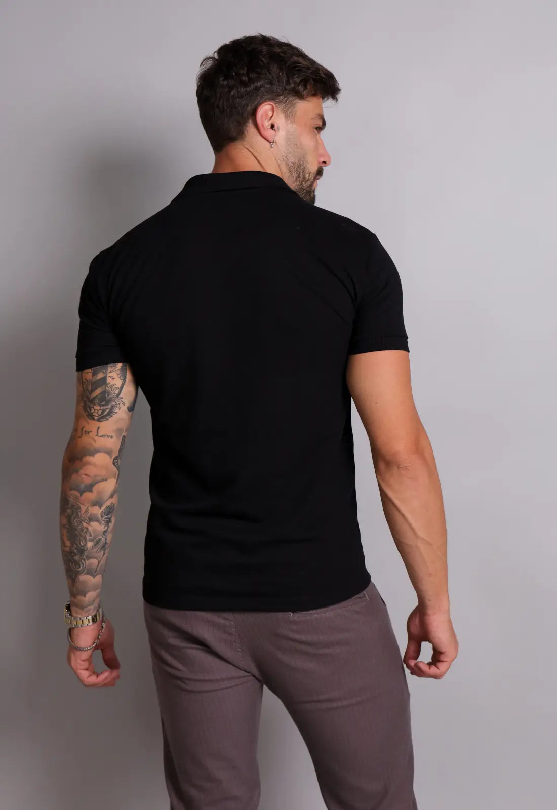 Camisa Polo Ziper Preta