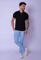 Camiseta Gola Padre zíper Preta