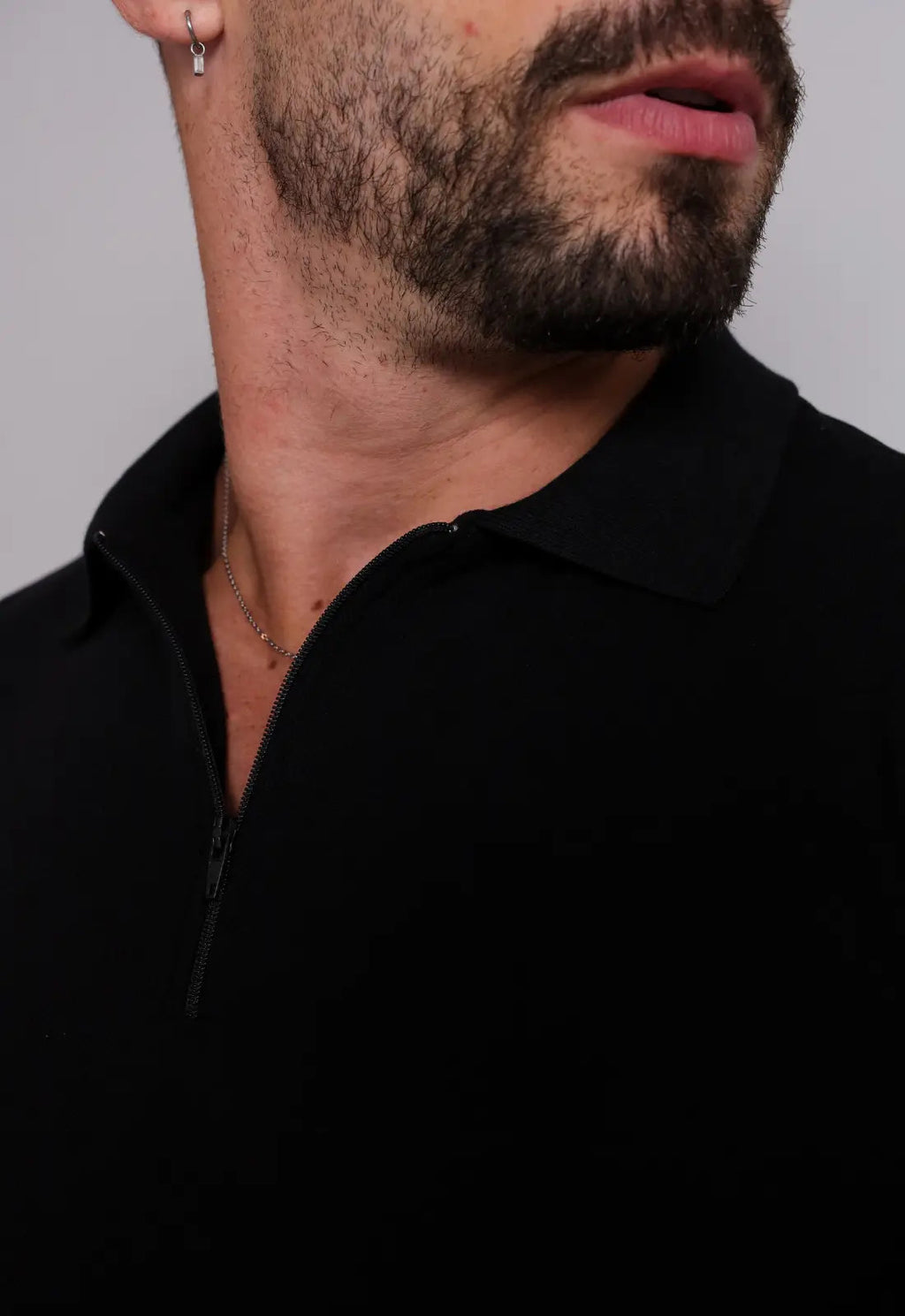 Camisa Polo Ziper Preta