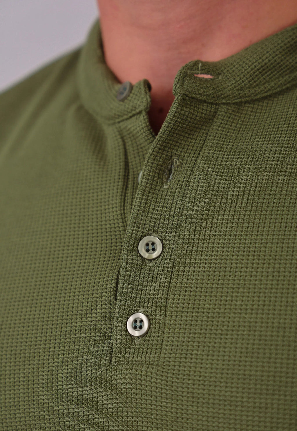 Camiseta Henley Slim Tricot com Elastano Verde