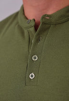 Camiseta Henley Slim Tricot com Elastano Verde
