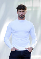 Camiseta Slim Manga Longa Gola Média Branca