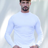 Camiseta Slim Manga Longa Gola Média Branca